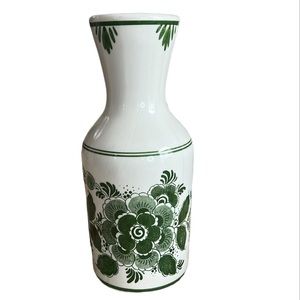 Vintage Delft Green Flowered Vase Carafe Made in Holland by Bols 1970